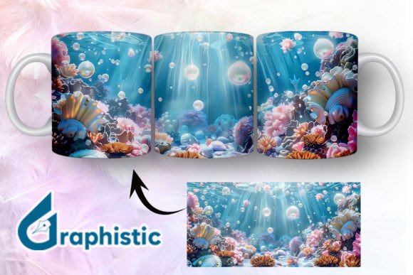 3D Bubbles Pearl Sunset Mug Wrap 16: A Versatile Graphic for Creative Sellers
