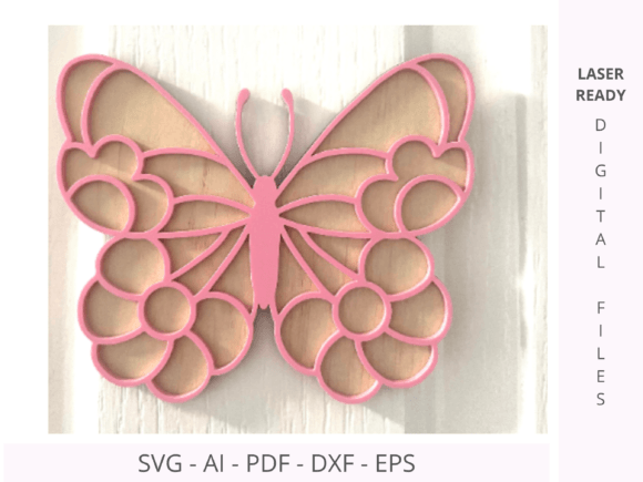 3D Butterflies Double Layered Wall Decor for Laser Cutting