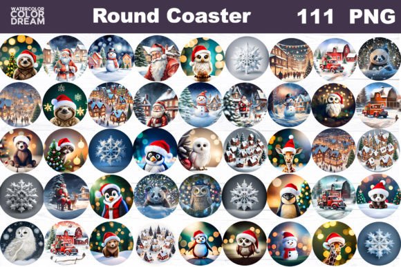 3D Christmas Coaster Round: A Festive Graphic Design Asset for Crafts