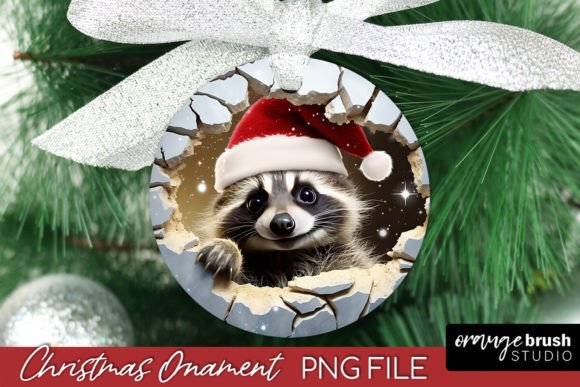 3D Christmas Ornament Raccoon Design for Embroidery Projects