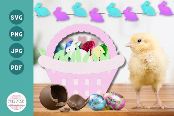 3D Easter Treat Box Basket SVG Cut File for Modern Editorial Design