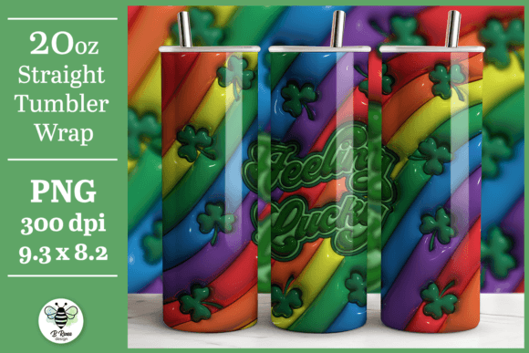 3D Feeling Lucky Tumbler Wrap: A Vibrant Graphic for St. Patrickβs Crafts