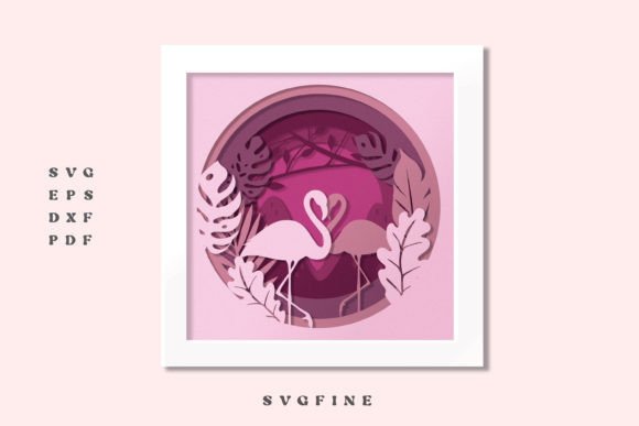 3D Flamingos SVG Shadow Box Design Review for Crafters