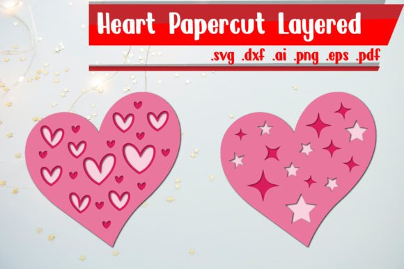 3D Heart Layered Graphics for Crafts and Creative Projects