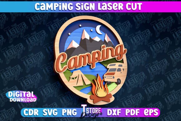3D Laser Cut Camping Sign for Brand Design Projects