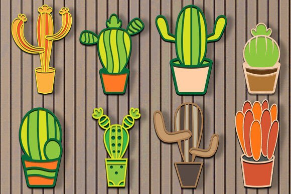 3D Layered Cactus Laser Cut Bundle: A Modern Design Asset for Content Creators