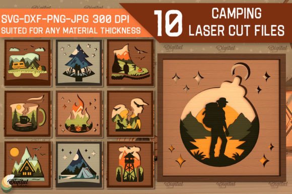 3D Layered Camping Laser Cut Bundle for Wall Decor Projects