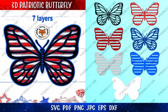 3D Patriotic Butterfly SVG: A Bold Shape for Craft Projects