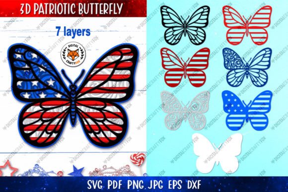 3D Patriotic Butterfly SVG: A Vibrant Shape for Local Business Branding