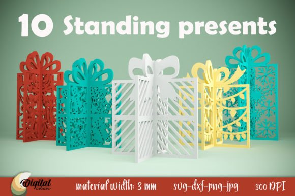 3D Standing Presents Bundle for Laser Cutting in Winter Amp Design