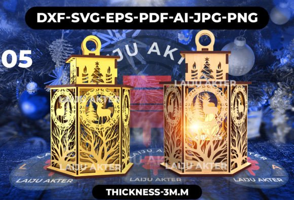 3D Svg Christmas Lantern Laser Cut for Festive Branding