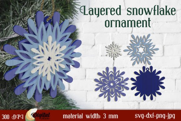 3D SVG Christmas Snowflake Design for Commercial Use