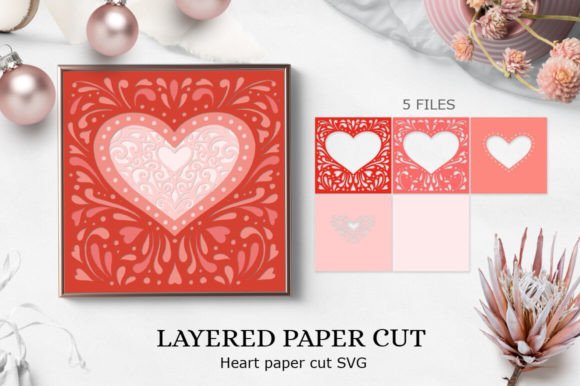 3D SVG Heart Papercut for Valentine’s Day Projects