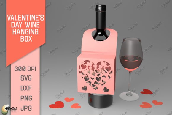 3D Valentine's Day Wine Hanging Box SVG for Handmade Projects