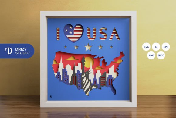 4th of July 3D Shadow Box: A Versatile 3D SVG for Seasonal Designs