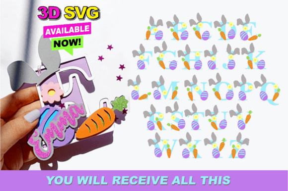 Alphabet 3D SVG Easter: A Festive Graphic Design Asset for Laser Cutting and Spring Amp Campaigns