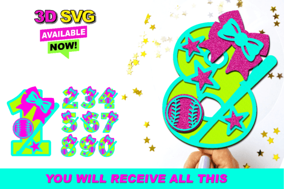 Baseball Girl Numbers 3D SVG: A Stylish Shape for Content Creators
