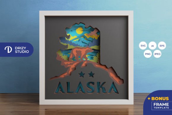 Bear in Alaska 3D SVG Shadow Box: A Visual Powerhouse for Content Creators