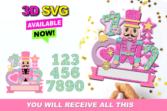 Cake Topper 3D SVG Nutcracker Pink for Premium Branding