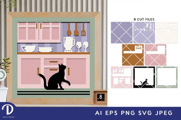 Cat in the Kitchen 3D Shadow Box SVG Review for Client Projects