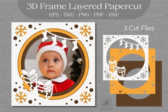 Christmas 3D Frame Layered SVG 2 for Shadow Box Creations