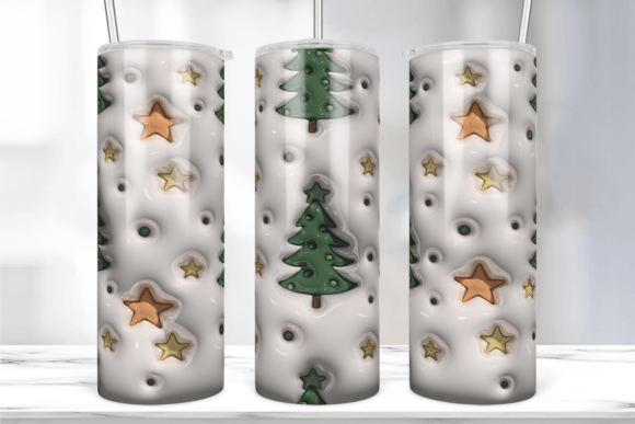 Christmas Tree 3D Inflated Tumbler Wrap – A Festive Graphic Design Asset for Crafters