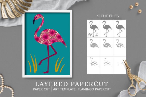 Flamingo Layered Paper Cut 3D SVG for Shadow Box Projects