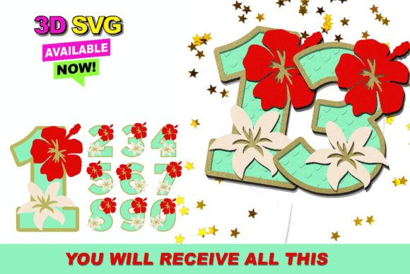 Flower Cayenne Numbers 3D SVG for Bloggers and Designers