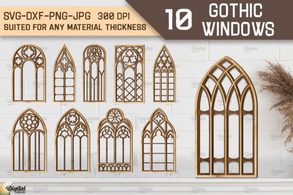 Gothic Window SVG Bundle for Embroidery Projects