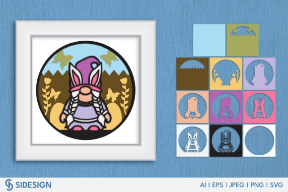 Happy Easter Gnome 3D Shadow Box: A Festive Graphic Design Asset for Small Business Branding