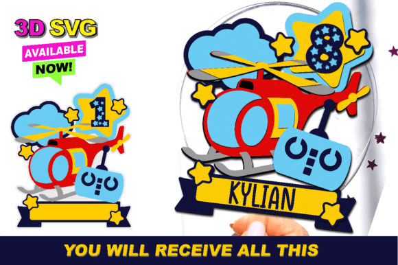 Helicopter Toy Cake Topper 3D SVG: A Playful Laser Cutting Asset for Home Decor Content