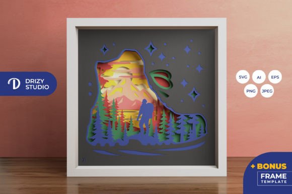 Hiking Boots 3D Shadow Box – A Practical Design Asset for Digital Sellers