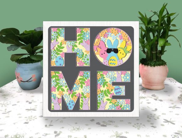 HOME EASTER 3D Box Paper SVG for Laser Cutting in Spring Amp Projects