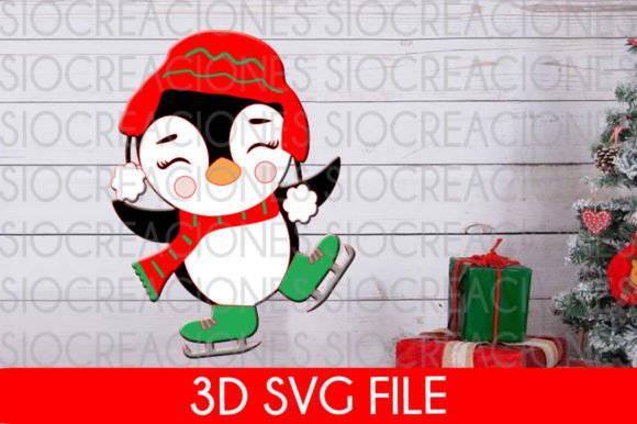 Layered Christmas Penguin 3D SVG for Small Business Branding