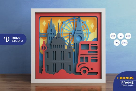 London 3D Shadow Box SVG: A Layered Design for Handmade Projects