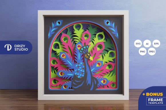 Peacock 3D Shadow Box – Crafting 3D SVG