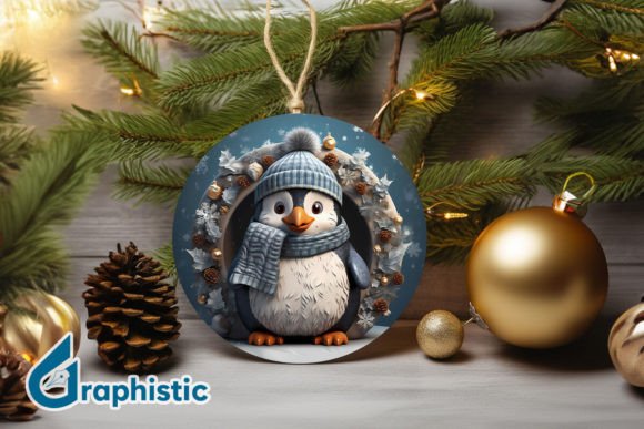 Penguin Break Through 3D Ornament 40: A Graphic Asset for Crafters