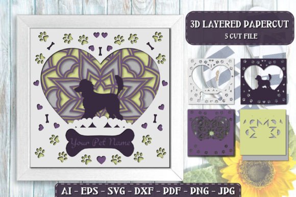 Pet Dog 3D Layered Papercut - Poodle for Shadow Box Projects