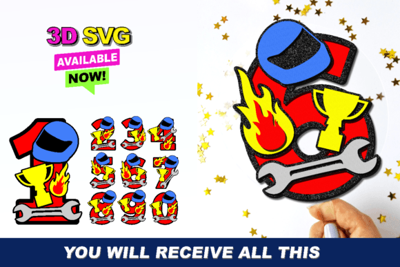 Race Car Numbers 3D SVG: A Bold Design Asset for Birthday Projects and Laser Cutting