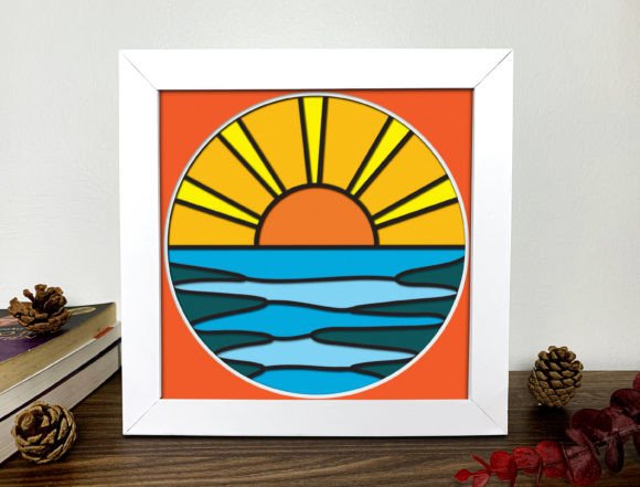 Sunset Stained Glass 3D Shadow Box SVG for Creative Branding
