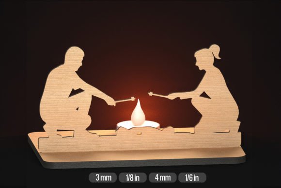 SVG Camping Laser Cut Files for 3D Candle Stands