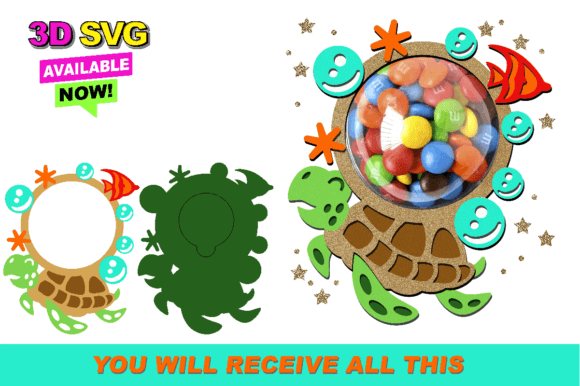 Turtle Candy Holder 3D SVG: A Versatile Animal Design for Digital Sellers