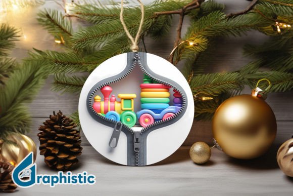 Unzipped 3D Christmas Ornament PNG 15: A Graphic Design Asset for Holiday Creativity